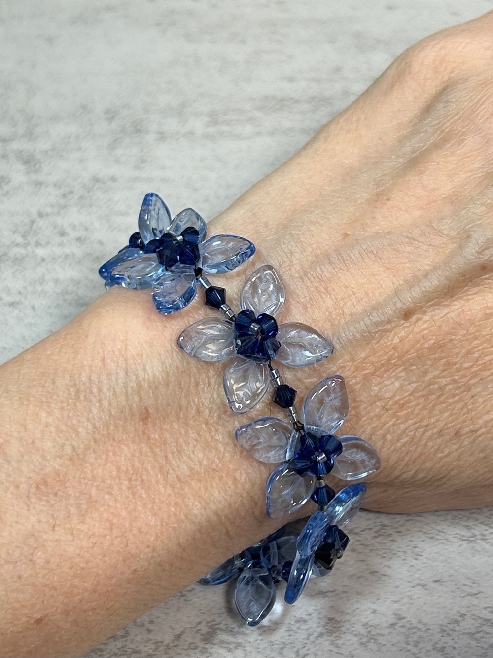 So Sweet Blue Floral Crystal Bracelet